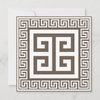 Clé grecque Motif blanc et Brown carte design