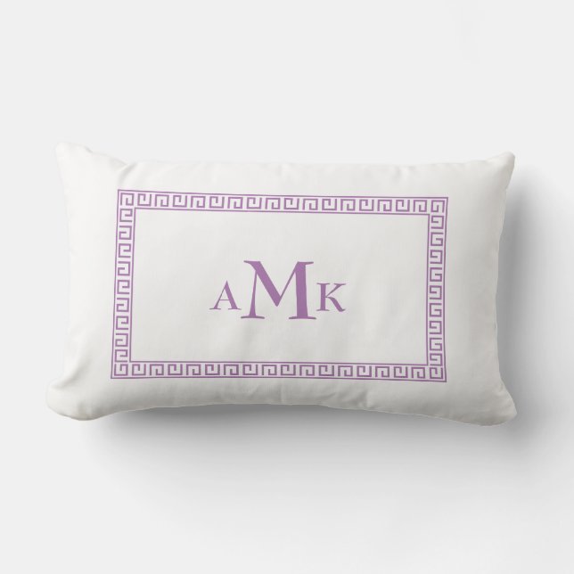 Clé grecque violet Coussin Lumbar monogramme (Recto)