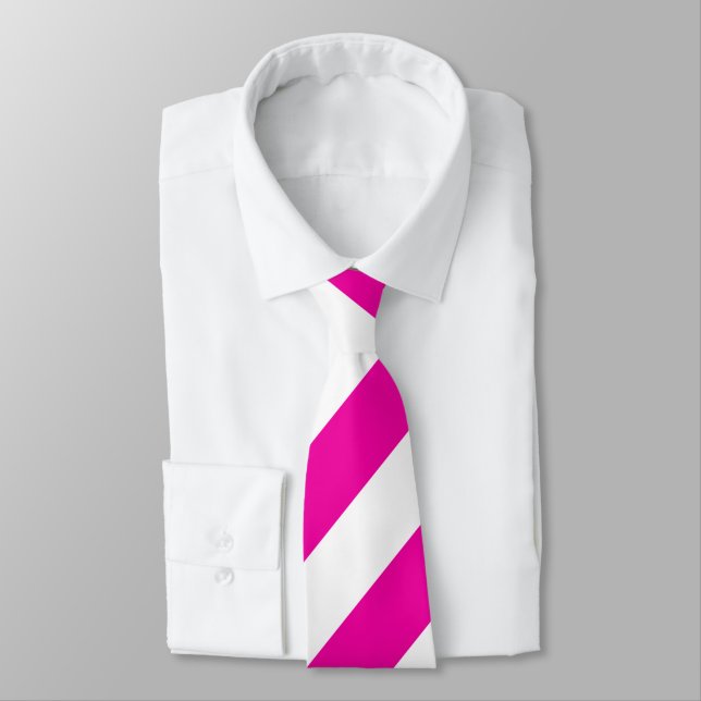 Clé Neon Hot rose et blanc rayé cravate (Attaché)