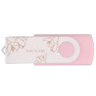 Fille mignonne Rose or main dessinée Fleurs Whimsi