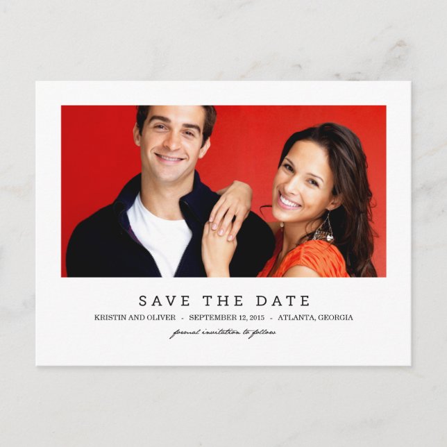 CLEAN 1 Photo Save The Date Postcard (Front)