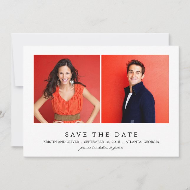 CLEAN 2 PHOTOS Save The Date Cards (Front)