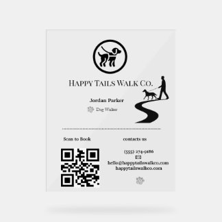 Clean Aesthetic Dog Walker Business Card Acrylic Sign