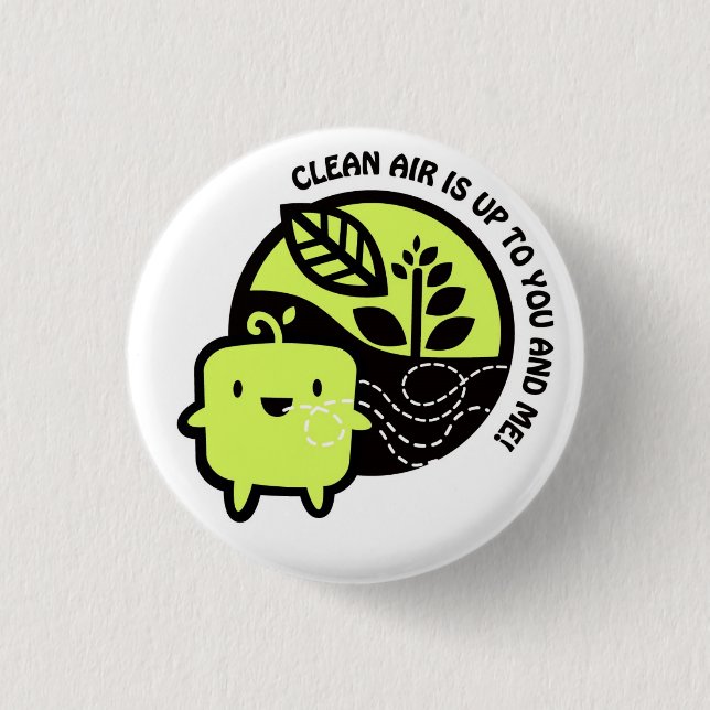 Clean Air logo 1 Inch Round Button (Front)