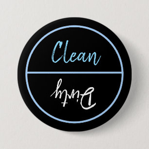 Clean and Dirty Dishwasher Dishes Notice 3 Inch Round Button