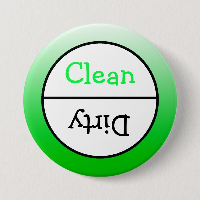 Clean and Dirty Dishwasher Dishes Notice 3 Inch Round Button (Front)
