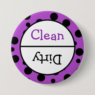 Clean and Dirty Dishwasher Dishes Notice 3 Inch Round Button