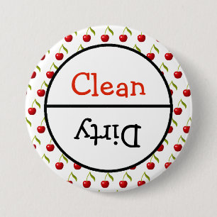 Clean and Dirty Dishwasher Dishes Notice 3 Inch Round Button