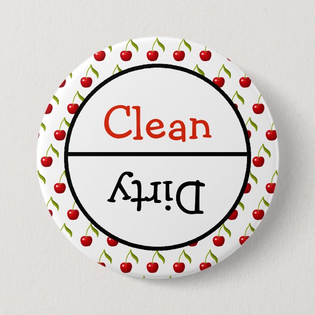 Clean and Dirty Dishwasher Dishes Notice 3 Inch Round Button (Front)