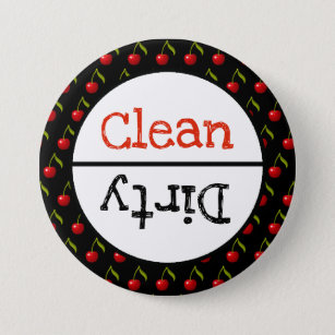 Clean and Dirty Dishwasher Dishes Notice 3 Inch Round Button