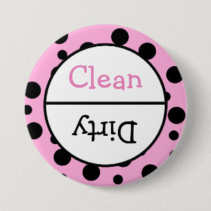 Clean and Dirty Dishwasher Dishes Notice 3 Inch Round Button