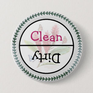 Clean and Dirty Dishwasher Dishes Notice 3 Inch Round Button