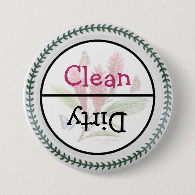 Clean and Dirty Dishwasher Dishes Notice 3 Inch Round Button (Front)