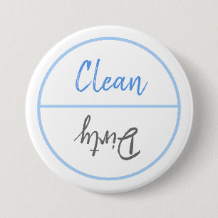 Clean and Dirty Dishwasher Dishes Notice 3 Inch Round Button