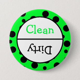Clean and Dirty Dishwasher Dishes Notice 3 Inch Round Button