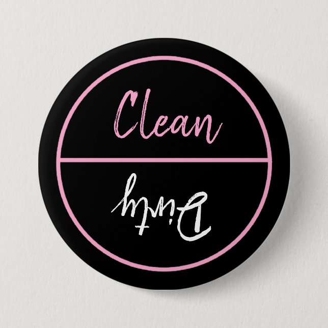 Clean and Dirty Dishwasher Dishes Notice 3 Inch Round Button (Front)