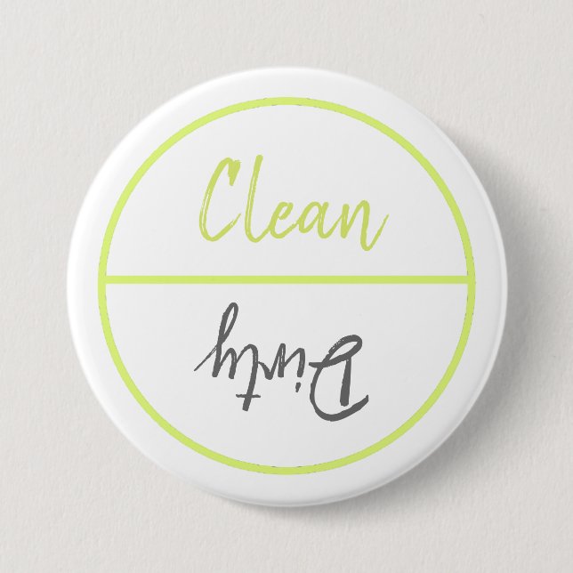 Clean and Dirty Dishwasher Dishes Notice 3 Inch Round Button (Front)