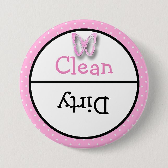 Clean and Dirty Dishwasher Dishes Notice 3 Inch Round Button (Front)