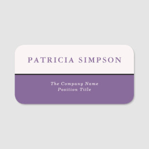 Clean and Elegant Purple Sapphire and Pearly White Name Tag