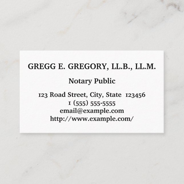 Clean and Minimalist Notary Public Business Card (Front)