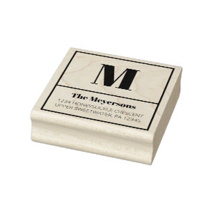 Clean and Modern Monogram Return Address Rubber Stamp