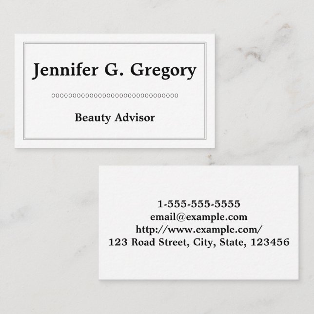 Clean and Plain Beauty Advisor Business Card (Front/Back)