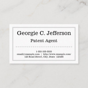 Clean and Plain Patent Agent Business Card