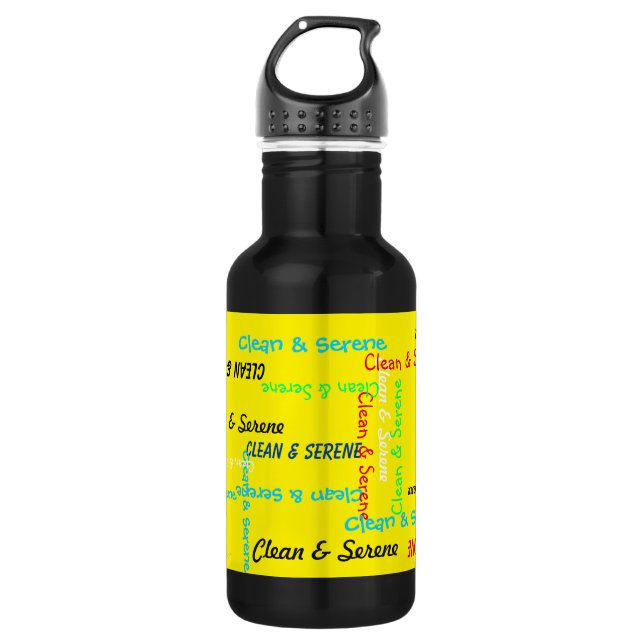 Clean and Serene, Yellow, Motivational 532 Ml Water Bottle (Front)