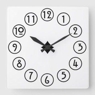 Clean and Simple Black on White Square Wall Clock