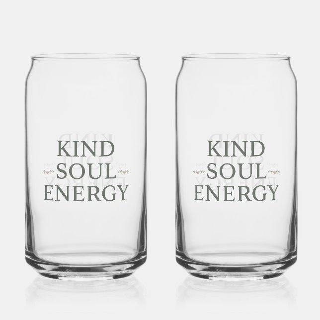 Clean and Simple "Kind Soul Energy" Can Glass (Front)