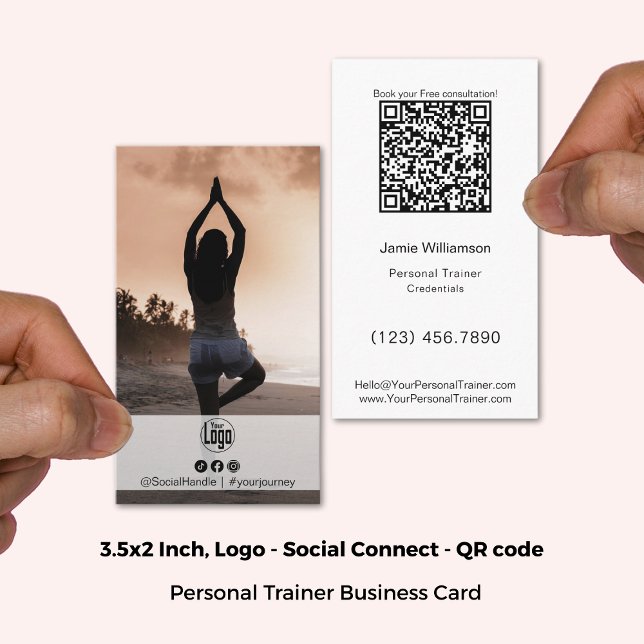 Clean Approachable Photo Logo Personal Trainer  Business Card (3.5x2 Inch, Clean Approachable Photo Logo Personal Trainer Business Card)