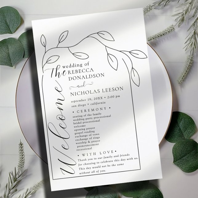 Clean Arch Text Script Wedding Program (Creator Uploaded)