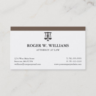 Clean Attorney Business Card with Justice Scale