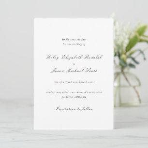 Clean Black and White Elegant Wedding Save The Date