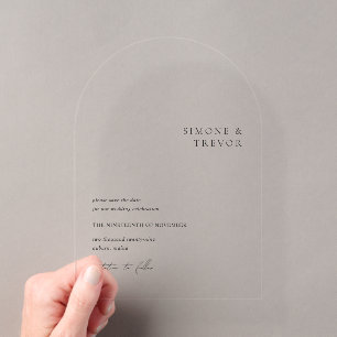 Clean Black and White Modern Wedding Acrylic Invitations
