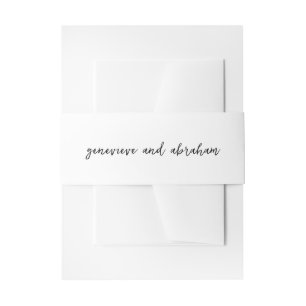 Clean Black and White Modern Wedding Invitation Belly Band