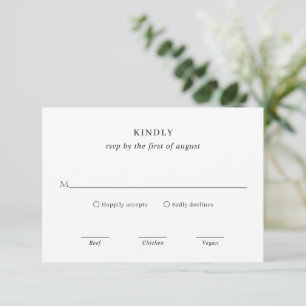 Clean Black and White Modern Wedding RSVP Card