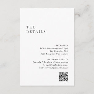 Clean Black and White QR Code Modern Wedding Enclosure Card
