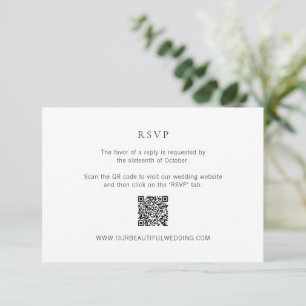 Clean Black and White QR Code Modern Wedding RSVP Card