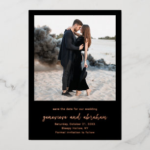 Clean Black Photo Modern Wedding Save the Date