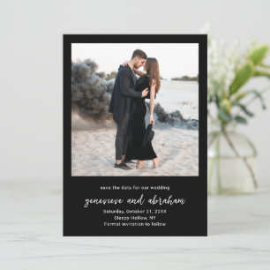 Clean Black Photo Modern Wedding Save The Date