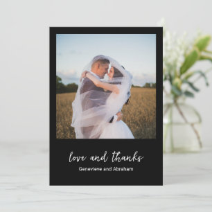 Clean Black Photo Modern Wedding Thank You Card