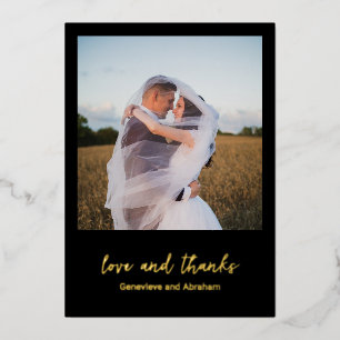 Clean Black Photo Modern Wedding Thank You Card