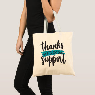 Clean Black & White Bold Tote Bag thank you