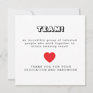 Clean Black & White Cute Greeting Card team spirit