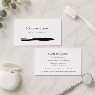 Clean Black White Modern Toothbrush Graphic Appointment Card