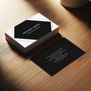 Clean Black & White Square Frame Business Card
