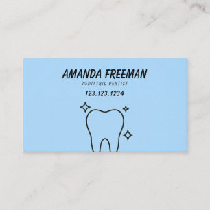 Clean Blue & Black Tooth Outline Kids Dentist Appointment Card