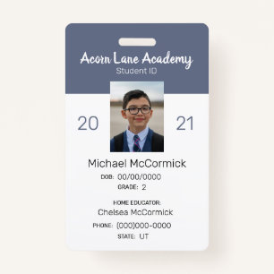 Clean Blue Homeschool Student ID Badge