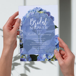 Clean Blue Hydrangea Floral Bridal Shower Invitation